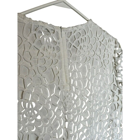 J. McLaughlin Dress Womens Size XS White Lace Cut Out Lined Short Sleeve - Picture 4 of 8